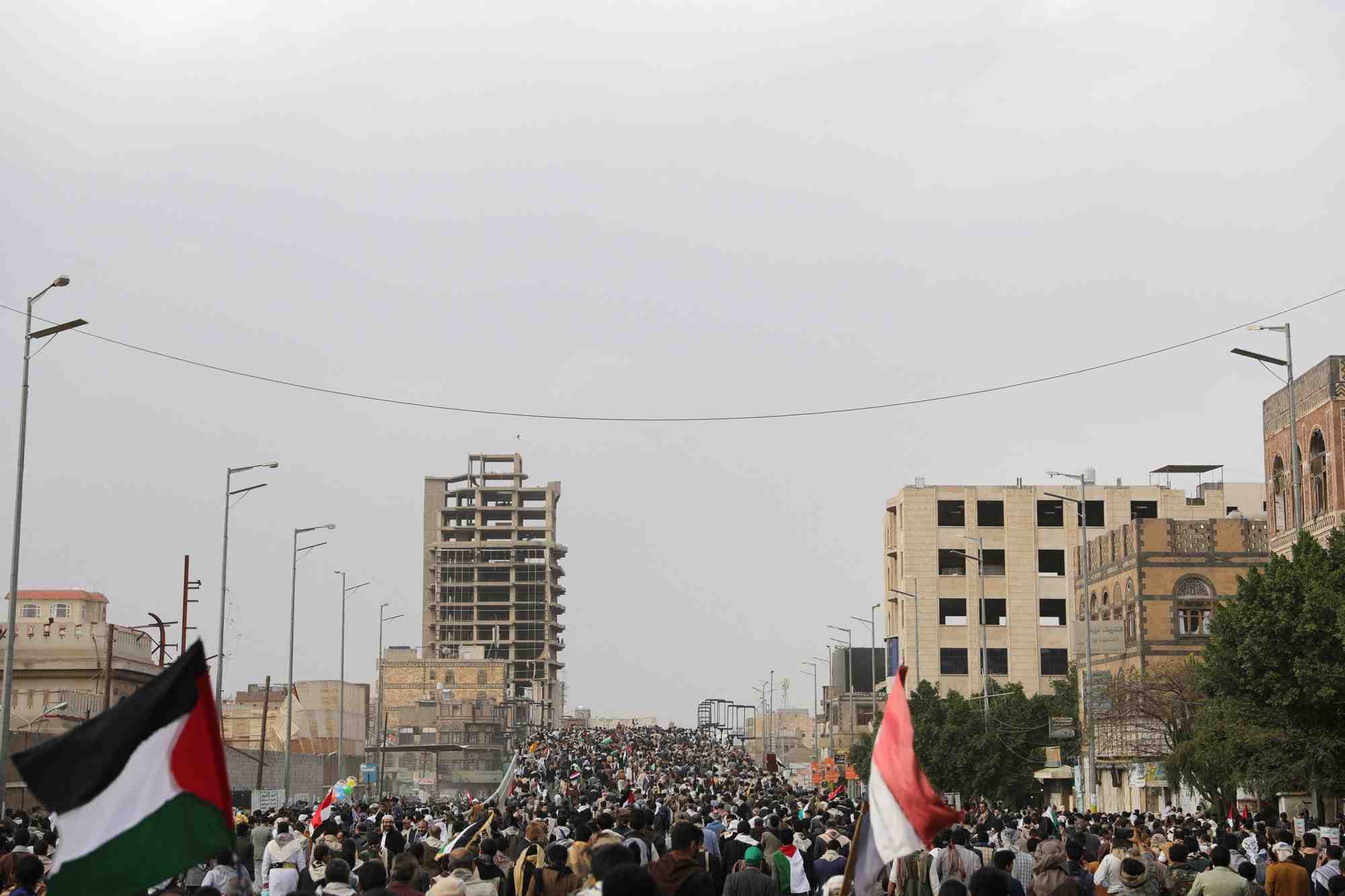 Manifestation de soutien aux palestiniens de la bande de gaza, a sanaa