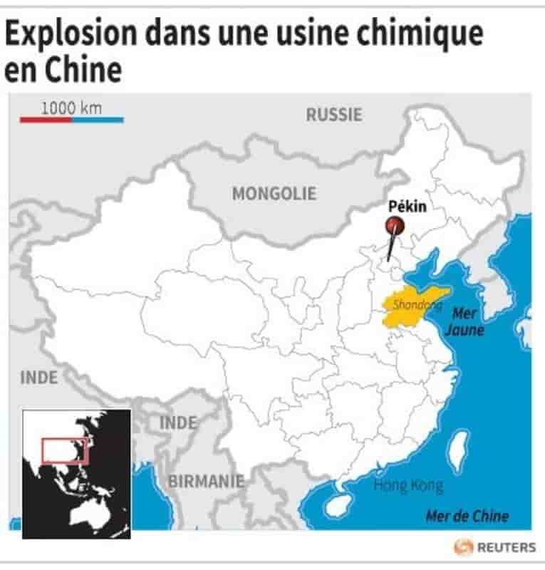 Explosion dans une usine chimique en chine