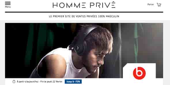 Le site de ventes privées www.hommeprive.com est lancé le 15 février 2018 par l'Héraultais Private Sport Shop