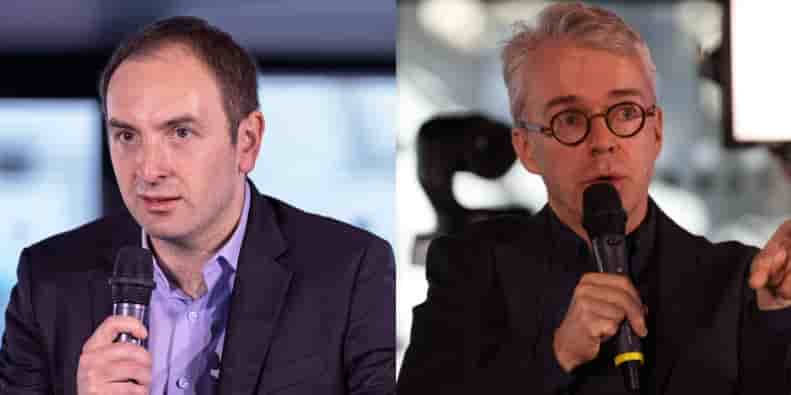 Dmitri Shevelenko, CBO de Perplexity AI (à gauche), et Laurent Daudet, cofondateur et PDG de LightOn (à droite).