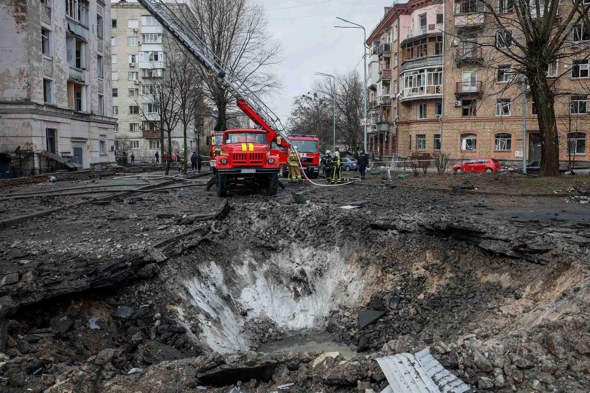 Site d'un tir de missile russe, a kyiv