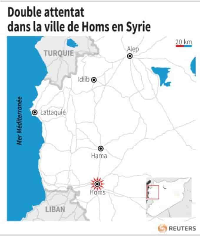 Double attentat dans la ville de homs en syrie
