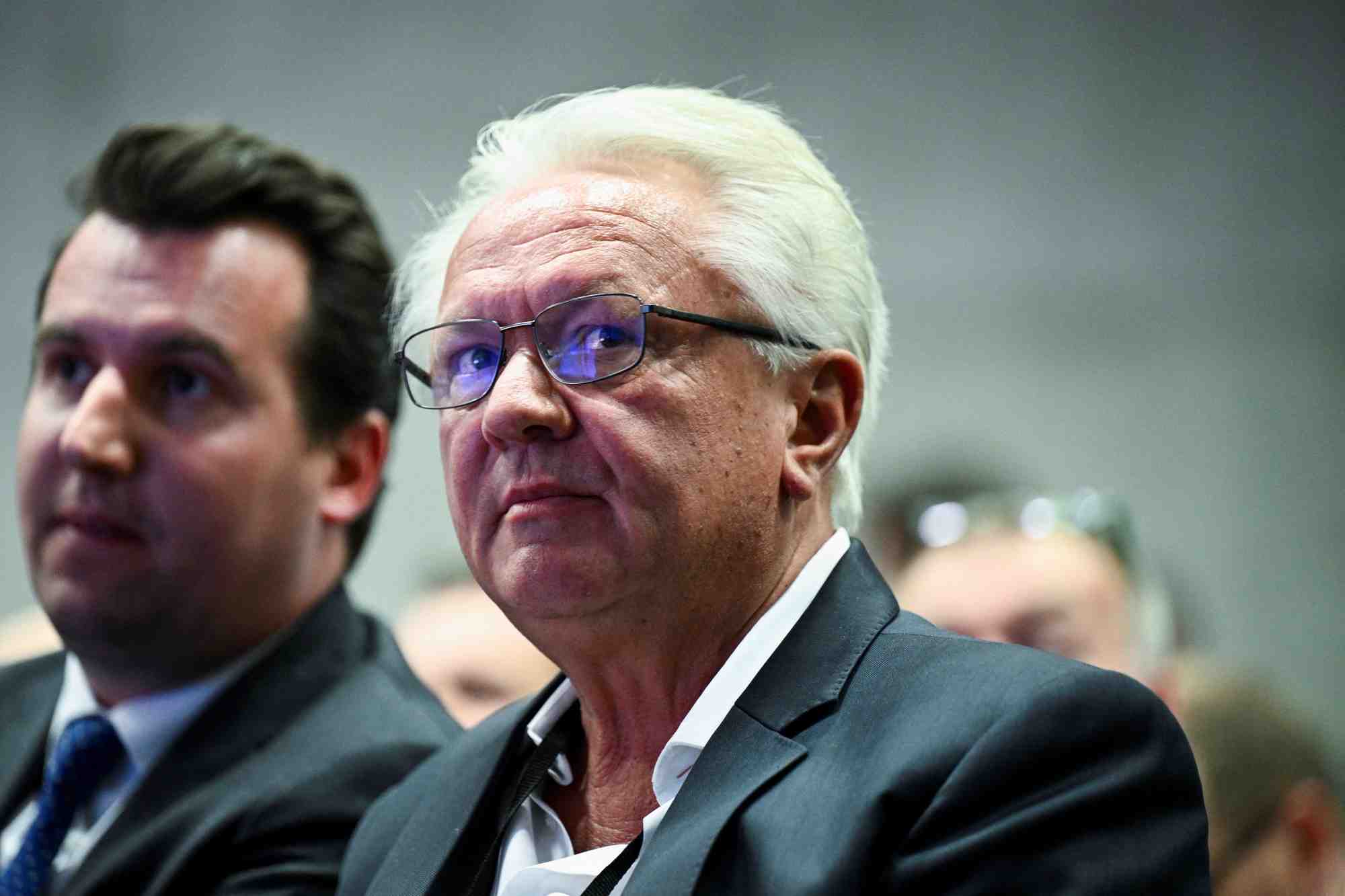Armin papperger, lors d'une conference sur l'ukraine a berlin