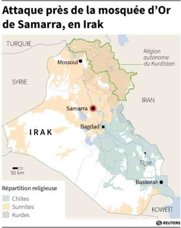 Attaque au mortier près de la mosquée de Samarra, en Irak