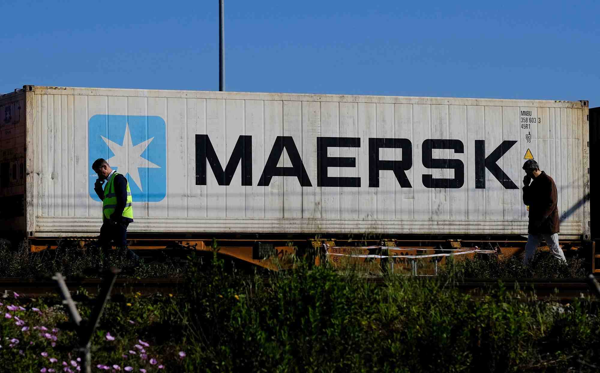 Photo d'archives d'un conteneur maersk