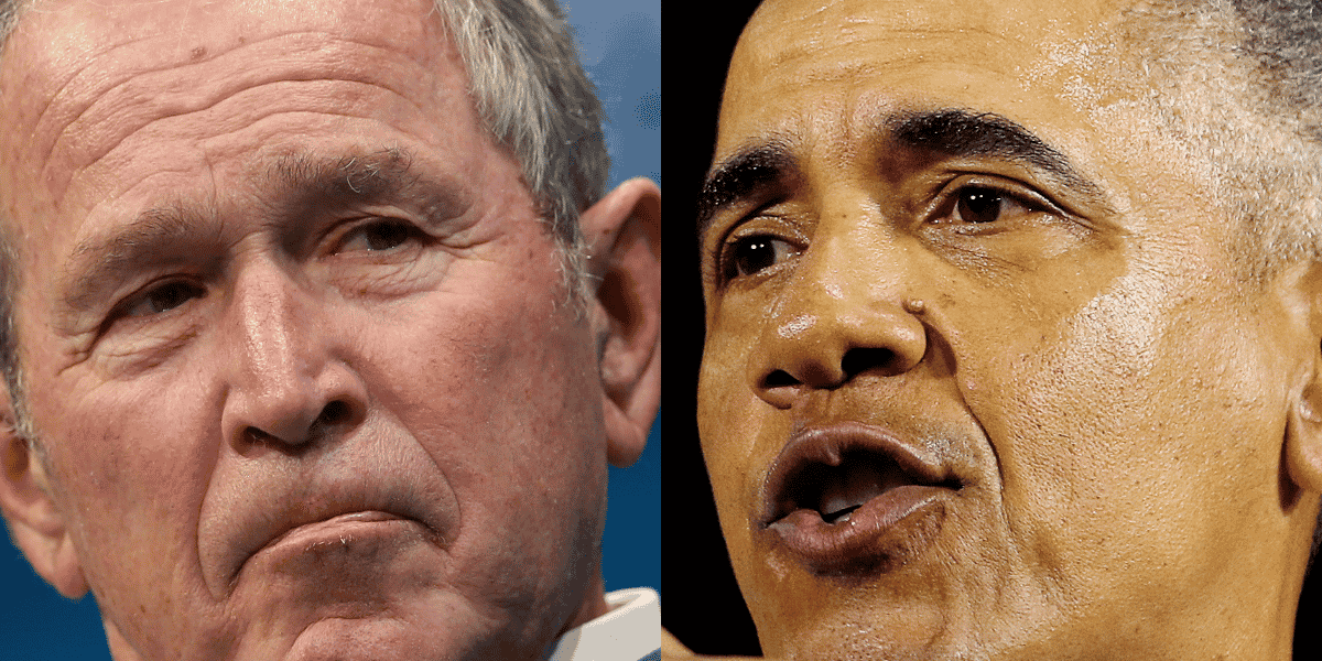 Collage photos George W. Bush / Barack Obama