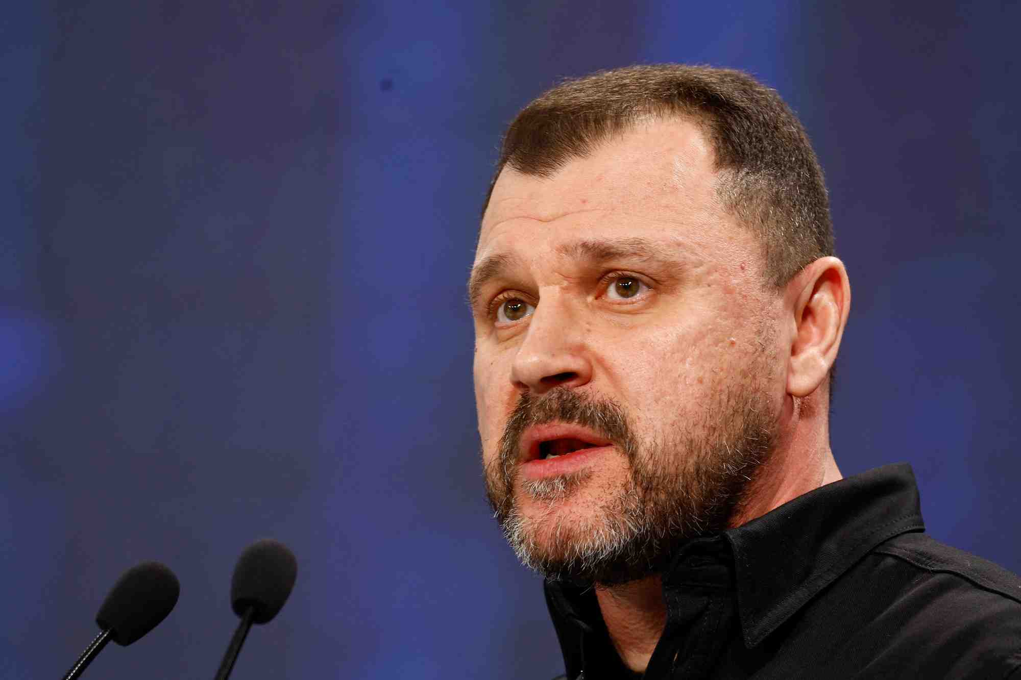 Ukrainian minister of internal affairs klymenko attends a conference in kyiv