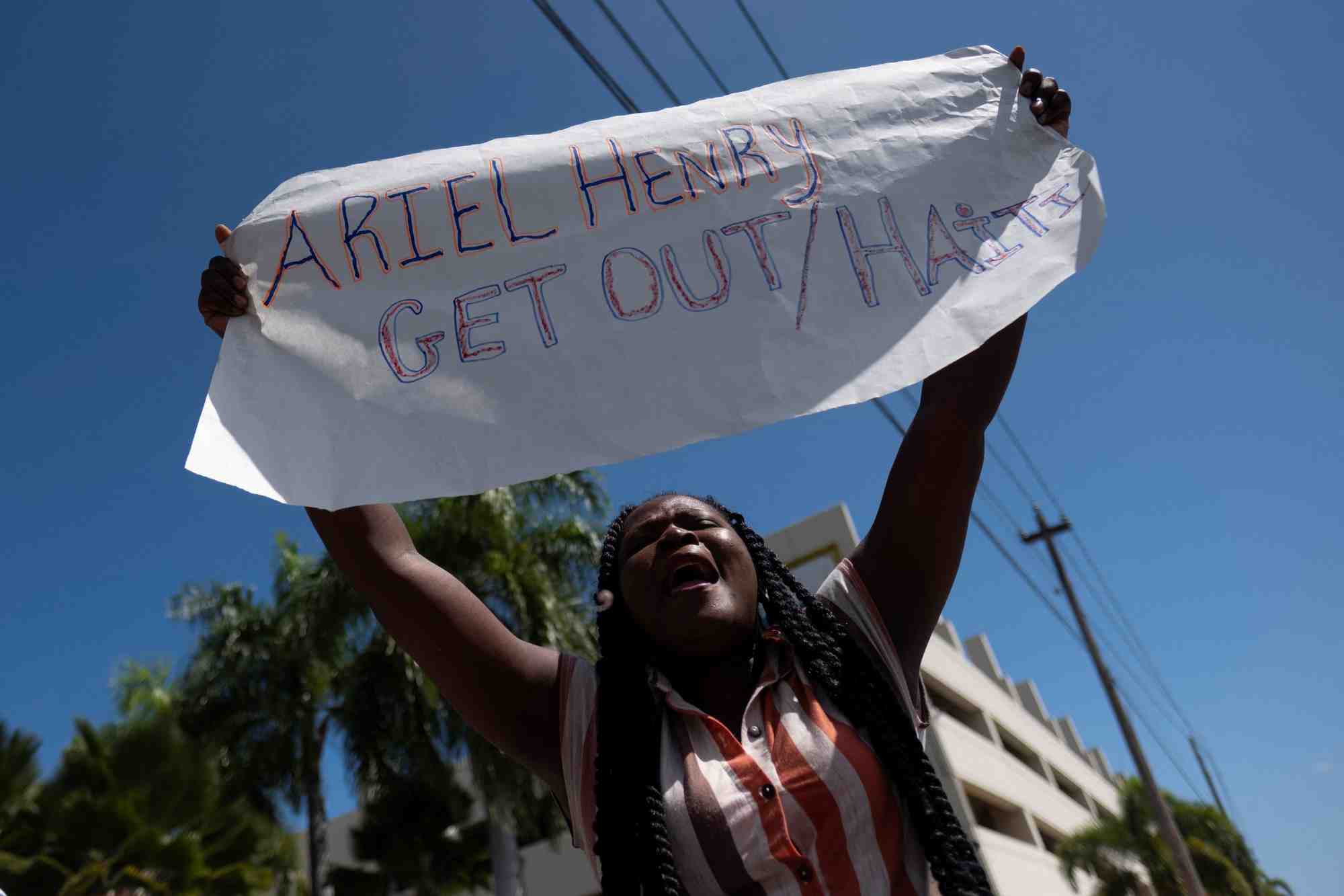 Manifestation contre le premier ministre haitien ariel henry a san juan