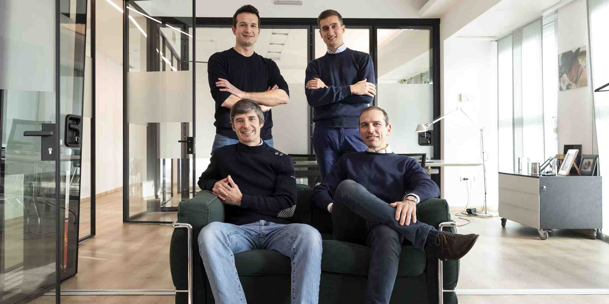 De gauche à droite, et de haut en bas : Alessandro Zaccaria, Thomas Nivard, Alexandre Mordacq, Cesare Maifredi, partenaires chez 360 Capital.