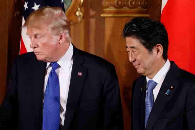 Trump et abe a la recherche d'un consensus sur la coree du nord