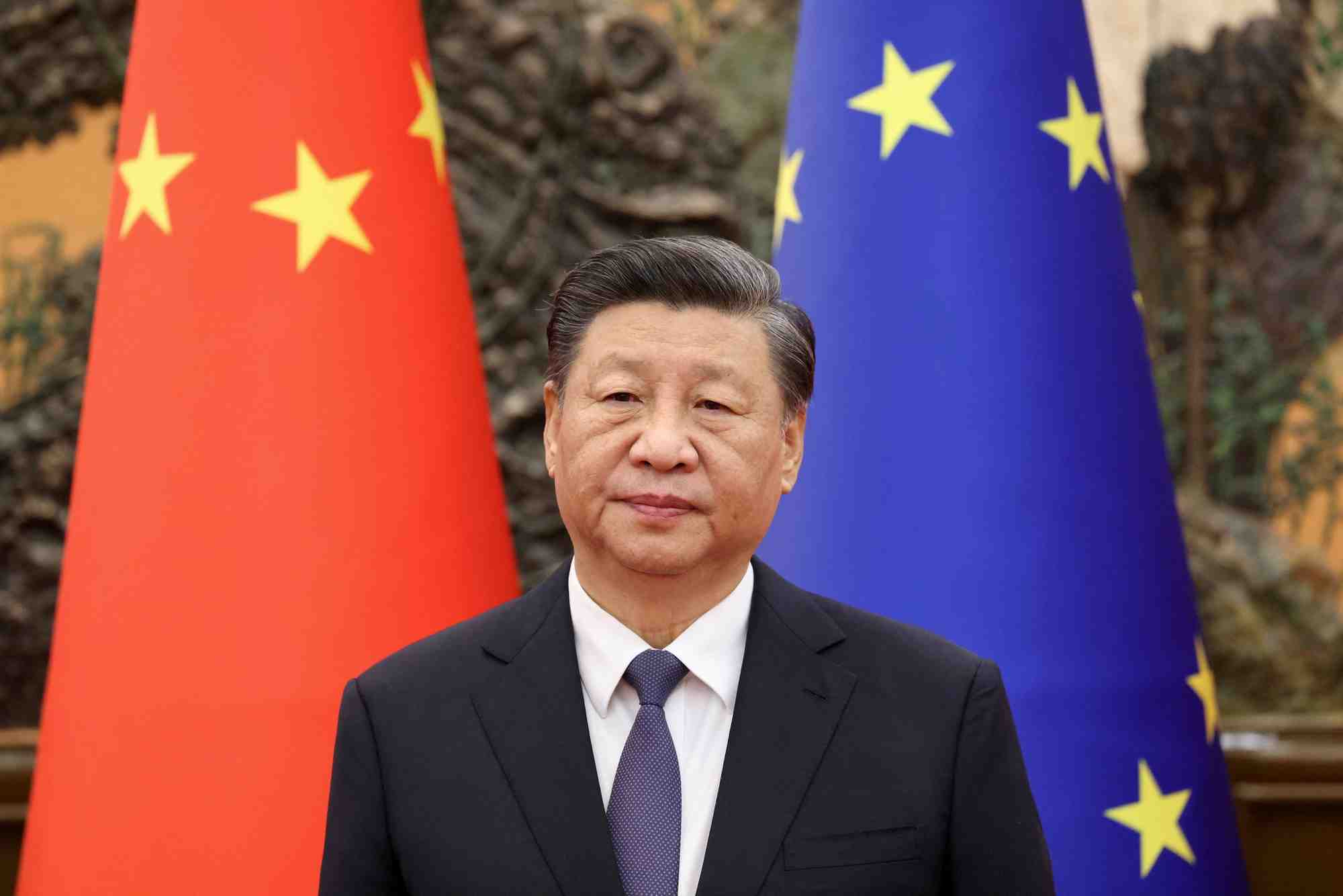 Le president chinois xi jinping lors d'une reunion avec le president du conseil europeen charles michel