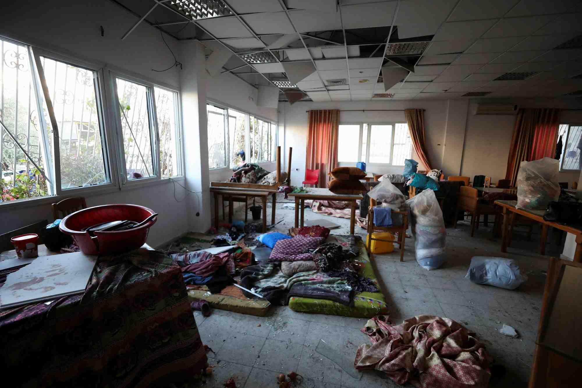 L'hopital al-ahli, ou des centaines de palestiniens ont ete tues dans une explosion, a gaza