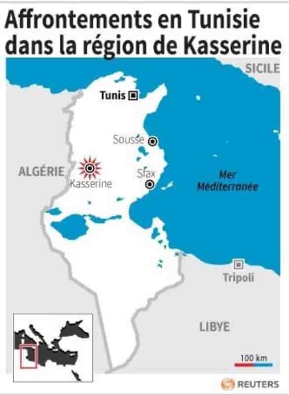 Affrontements en tunisie dans la region de kasserine