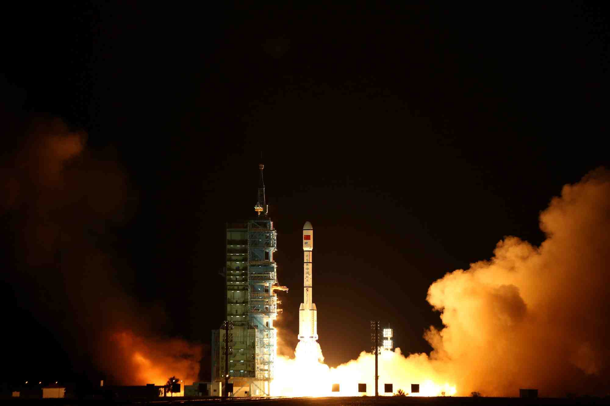 La station spatiale chinoise Tiangong-2 lors de son décollage le 16 septembre 2016.