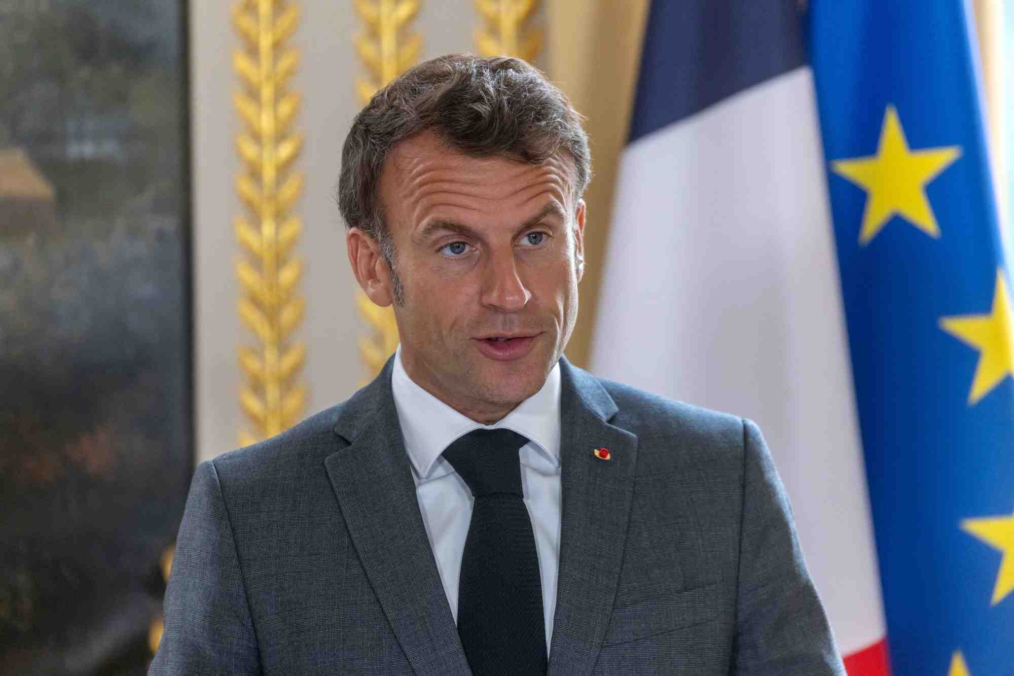 Le president francais emmanuel macron s'exprime lors d'une conference de presse