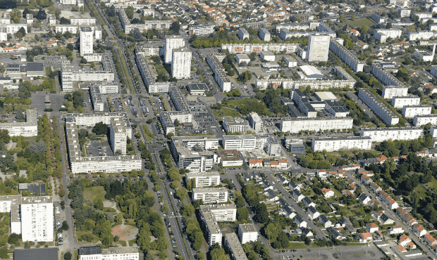 La ville de Nantes vue du ciel.
