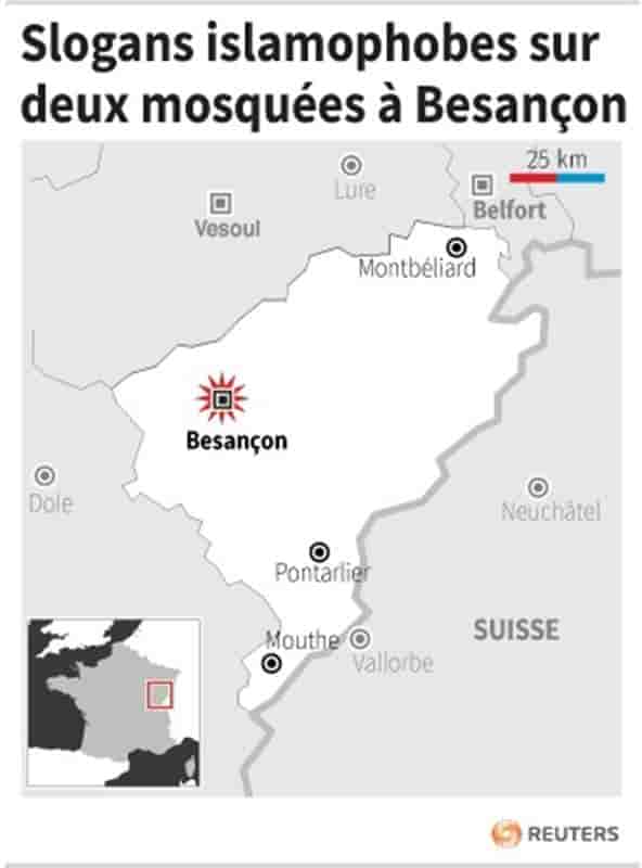 Slogans islamophobes sur deux mosquées à Besançon
