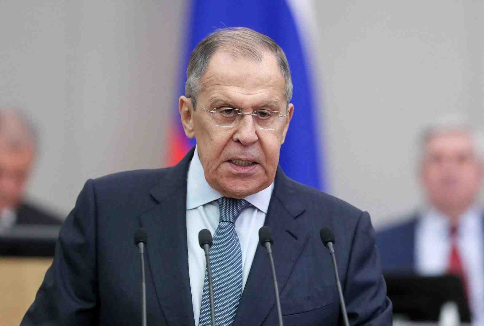 Photo d'archives du ministre russe des affaires etrangeres, sergei lavrov, lors d'une session de la douma d'etat