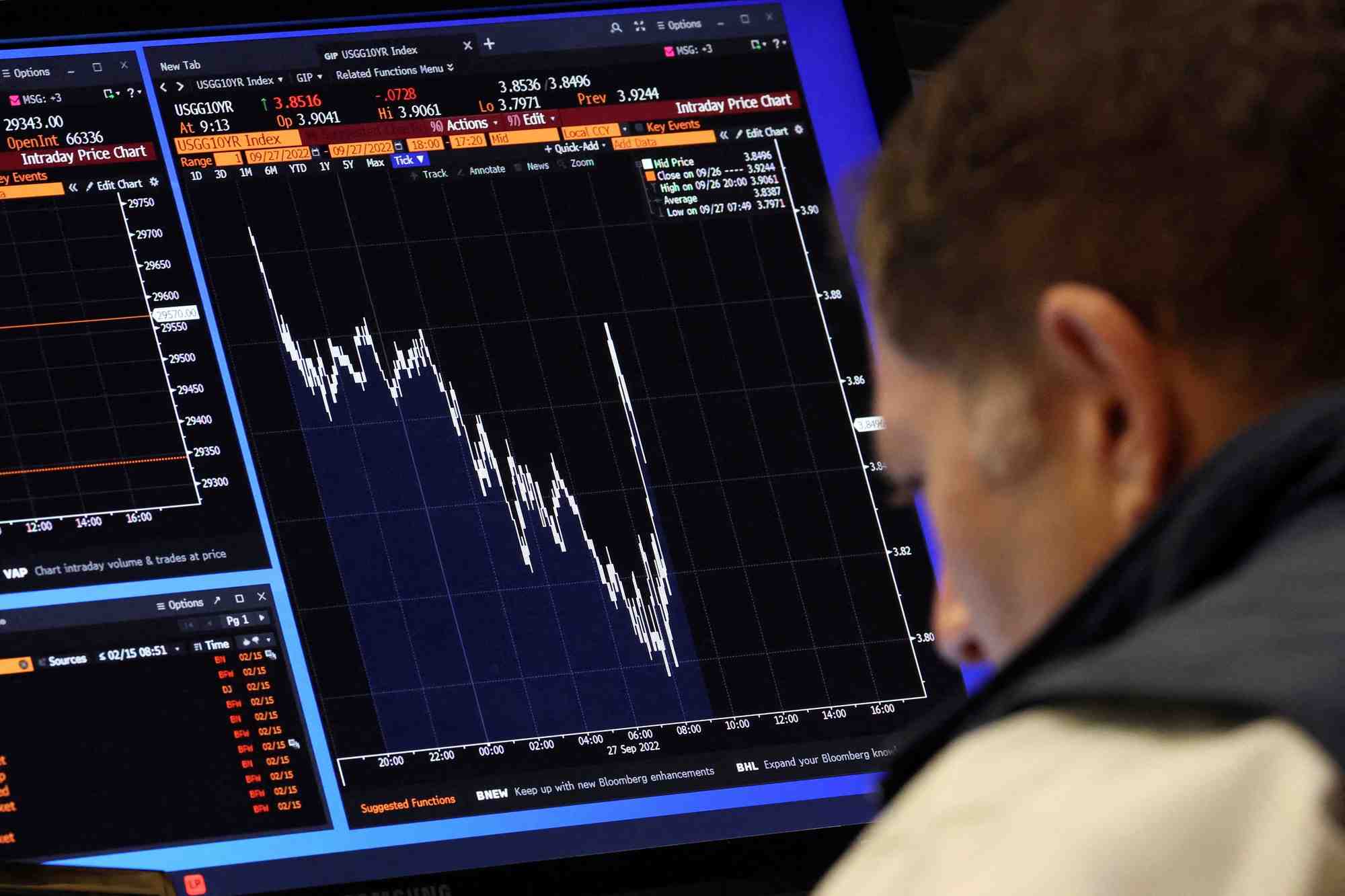 Un trader travaille a la bourse de new york (nyse)