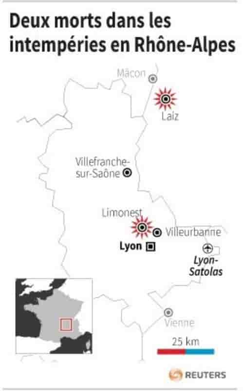Deux morts dans les intemperies en rhone-alpes