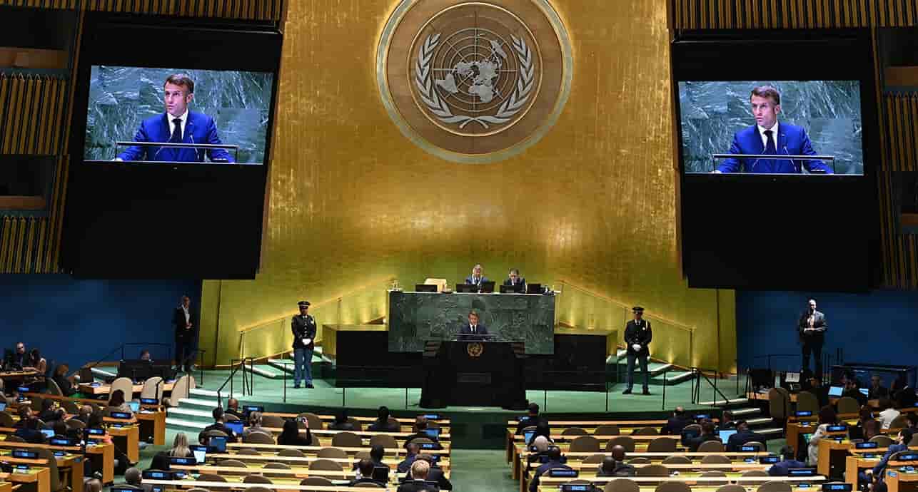 Le président français en septembre 2024 à New York lors de la 79e Assemblée générale de l'ONU.