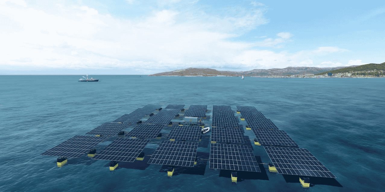 Le démonstrateur de parc solaire offshore Méga Sète s’étendra sur un hectare en pleine mer en Méditerranée, soit une puissance de 1 MWc et une production annuelle estimée à plus de plus de 1.300 MWh en vue d’alimenter le port de Sète-Frontignan en électricité décarbonée.