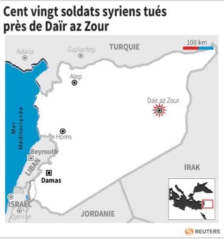 Cent vingt soldats syriens tues pres de dair az zour