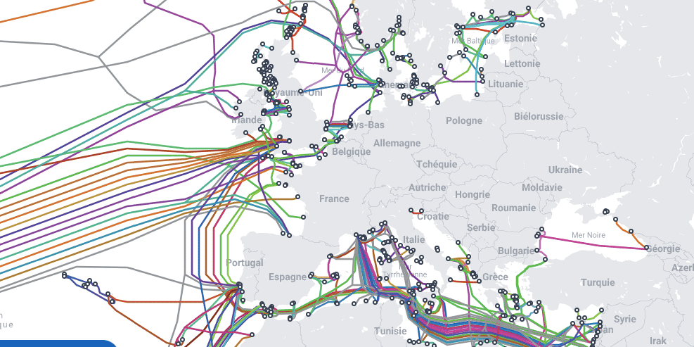 Les câbles sous-marins assurent les communications entre l'Europe et le reste du monde.