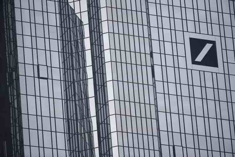 The deutsche bank headquarters are seen in frankfurt