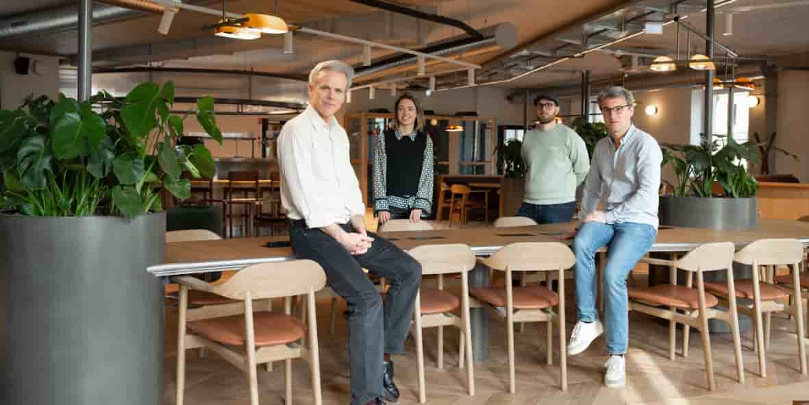 Guillaume Houzé, président et fondateur de Motier Ventures, Sophie Palmer et Jordan Pillet (La Maison), et Clément Lamolinerie, managing partner de Motier Ventures.