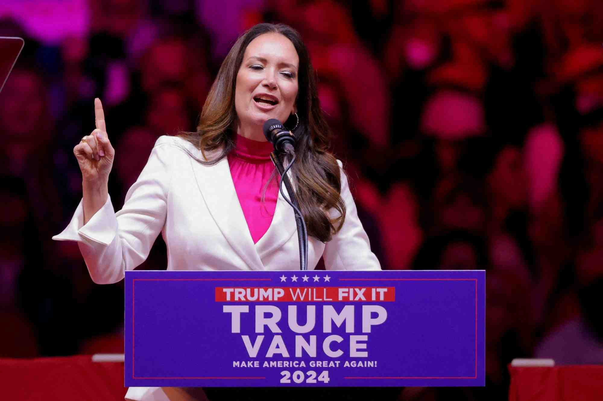 Rassemblement en faveur du candidat republicain a la presidentielle et ancien president des etats-unis donald trump, a new york
