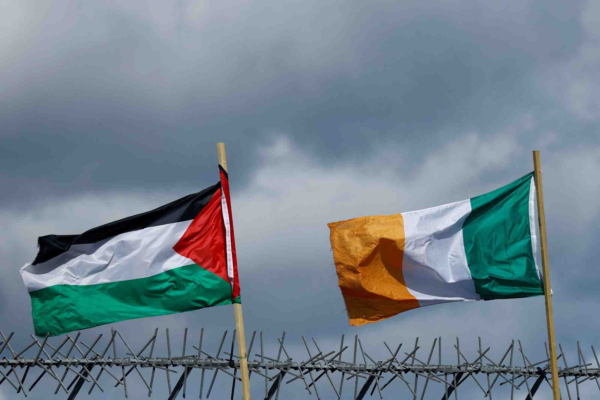 Les drapeaux de la palestine et de l'irlande a belfast