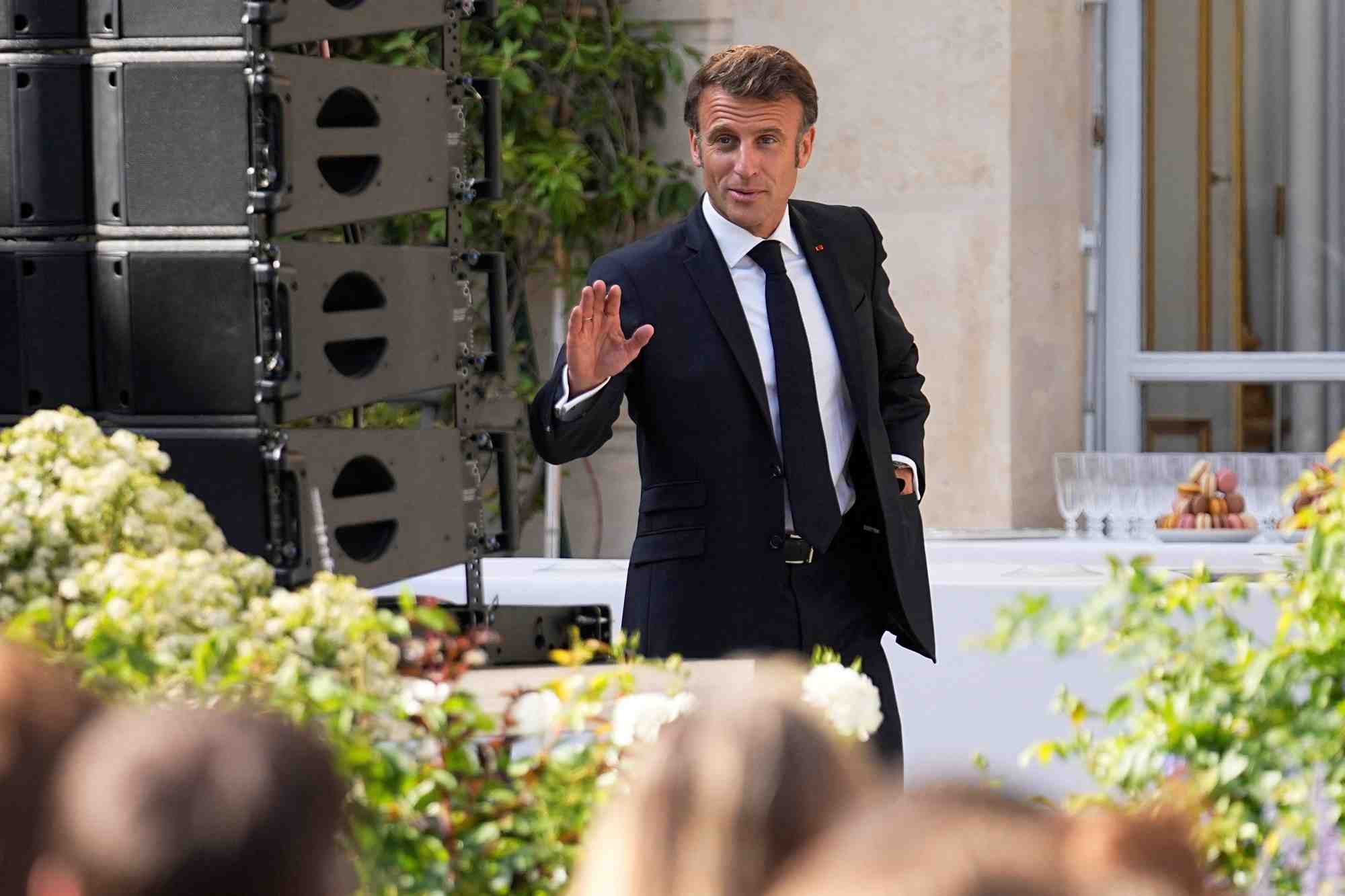 Le president francais emmanuel macron a l'elysee a paris, en france