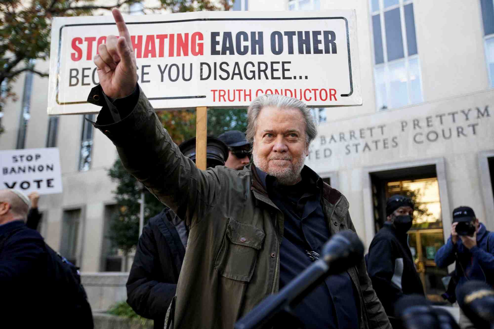 Steve bannon, former white house chief strategist under former president trump, attends a sentencing, in washington