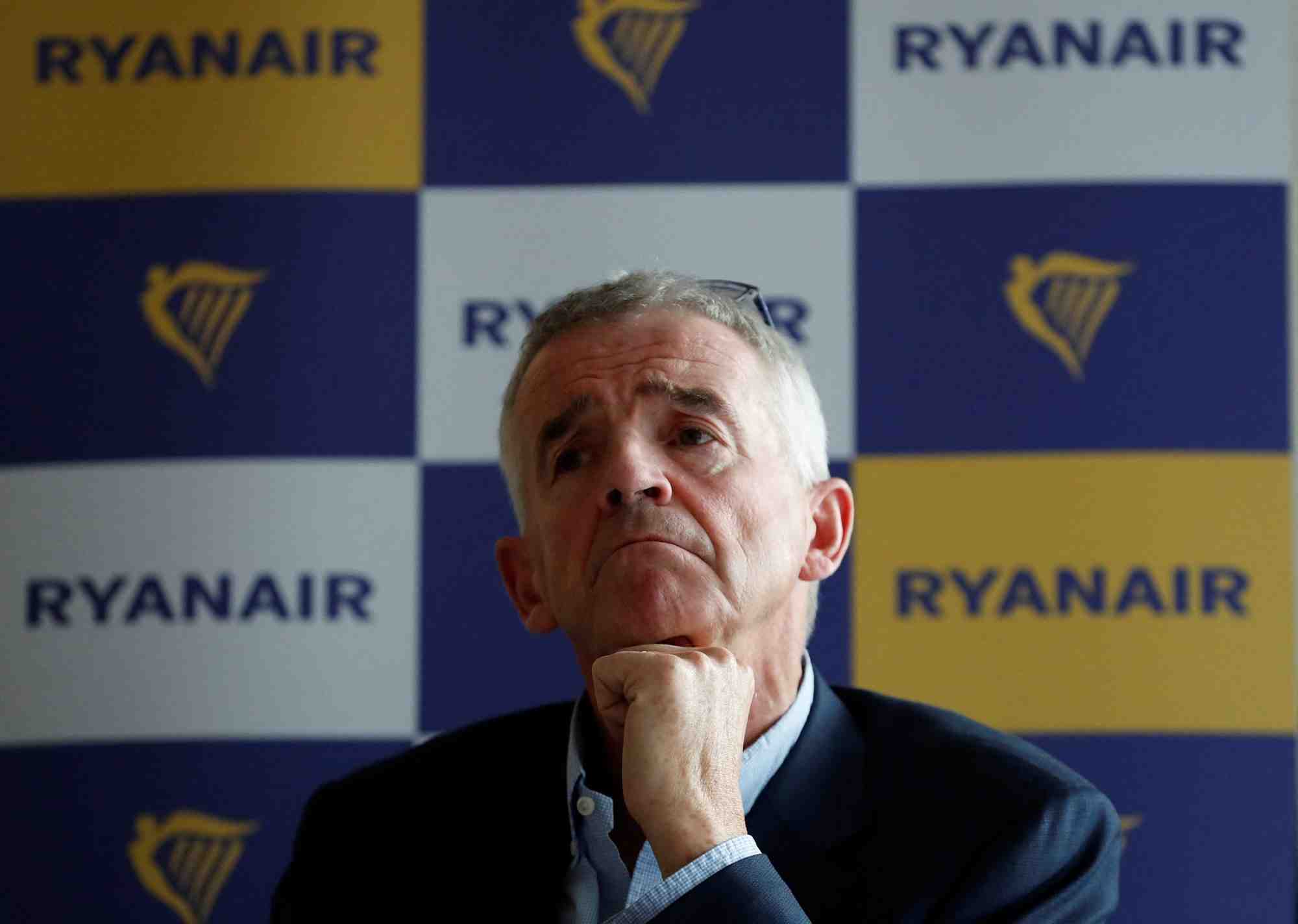 Michael o'leary, directeur general de ryanair, lors d'une conference de presse a budapest, en hongrie