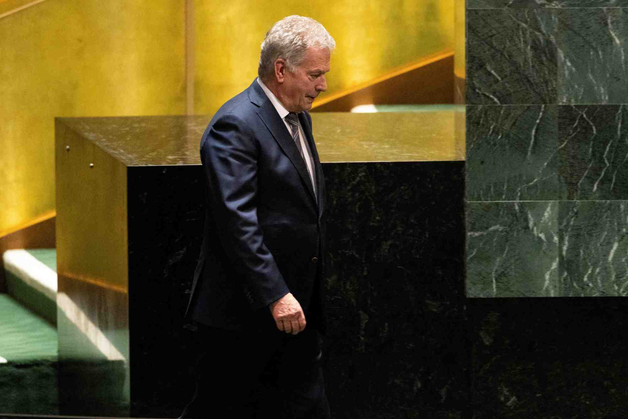 Le president finlandais sauli niinisto a new york, aux etats-unis