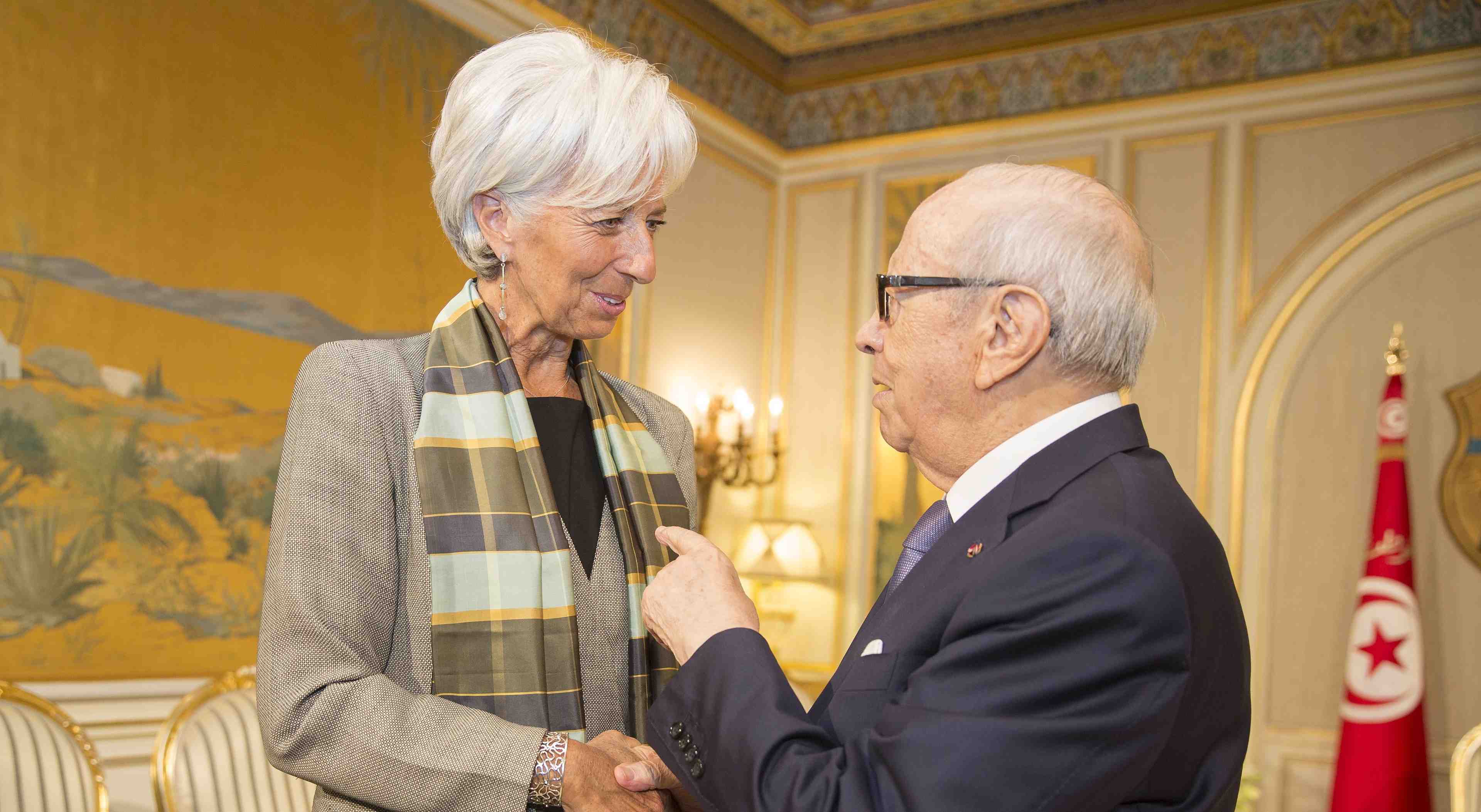 Lagarde Essebsi Tunisie FMI Tunis