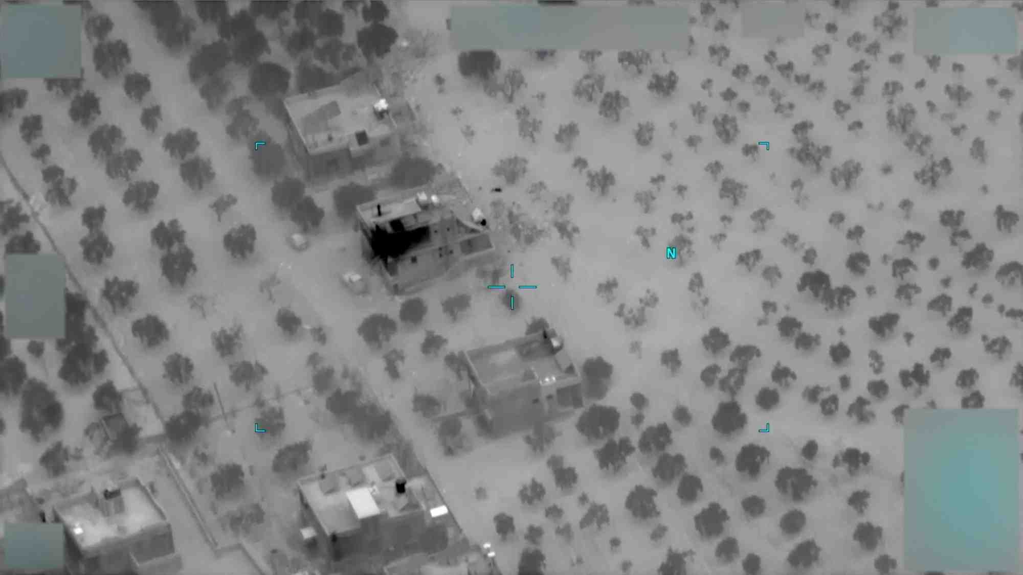 Image de surveillance montrant le complexe abritant le chef du groupe djihadiste etat islamique abou ibrahim al-hashemi al-quraishi