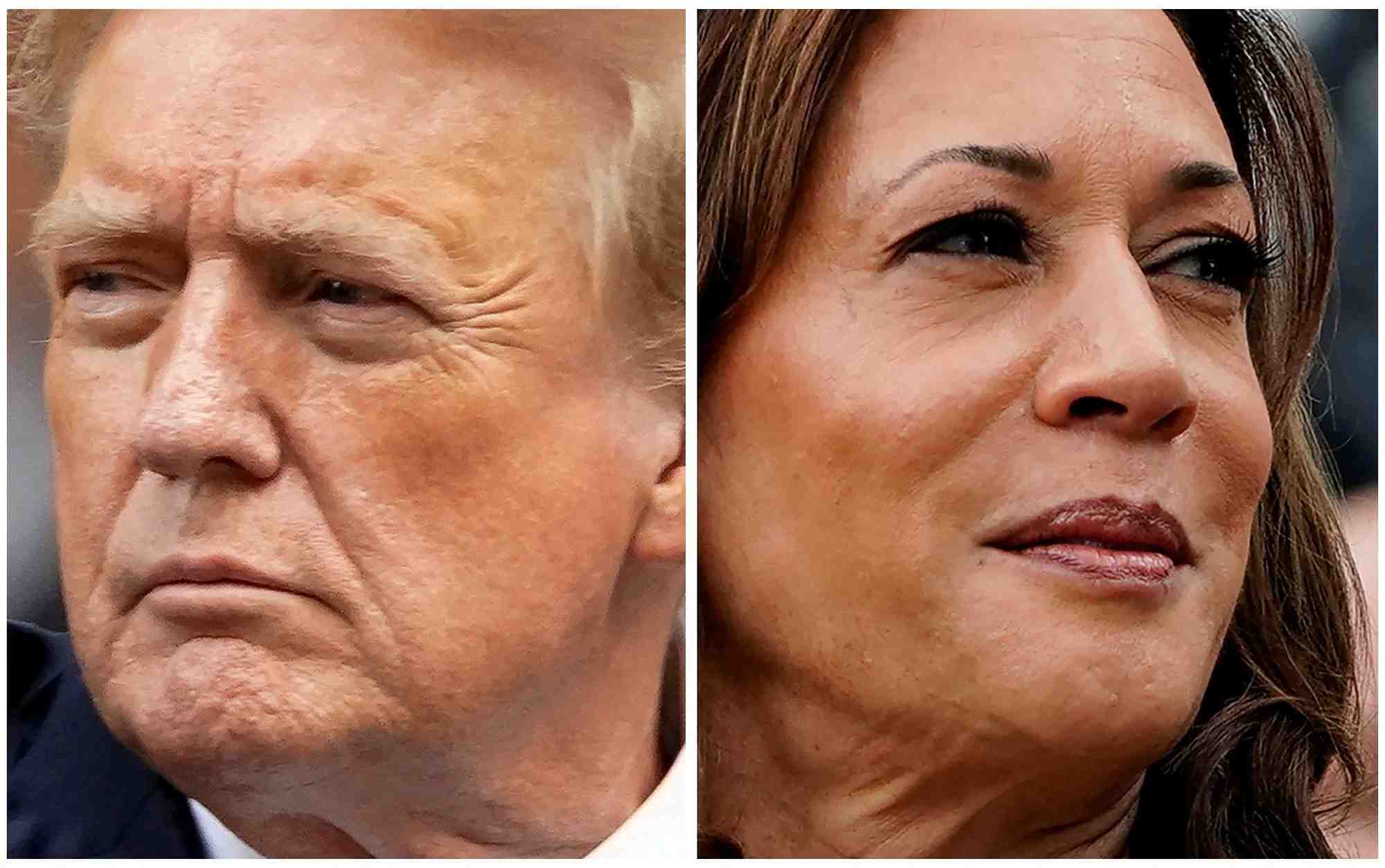 L'ancien president des etats-unis, donald trump et la vice-presidente des etats-unis, kamala harris