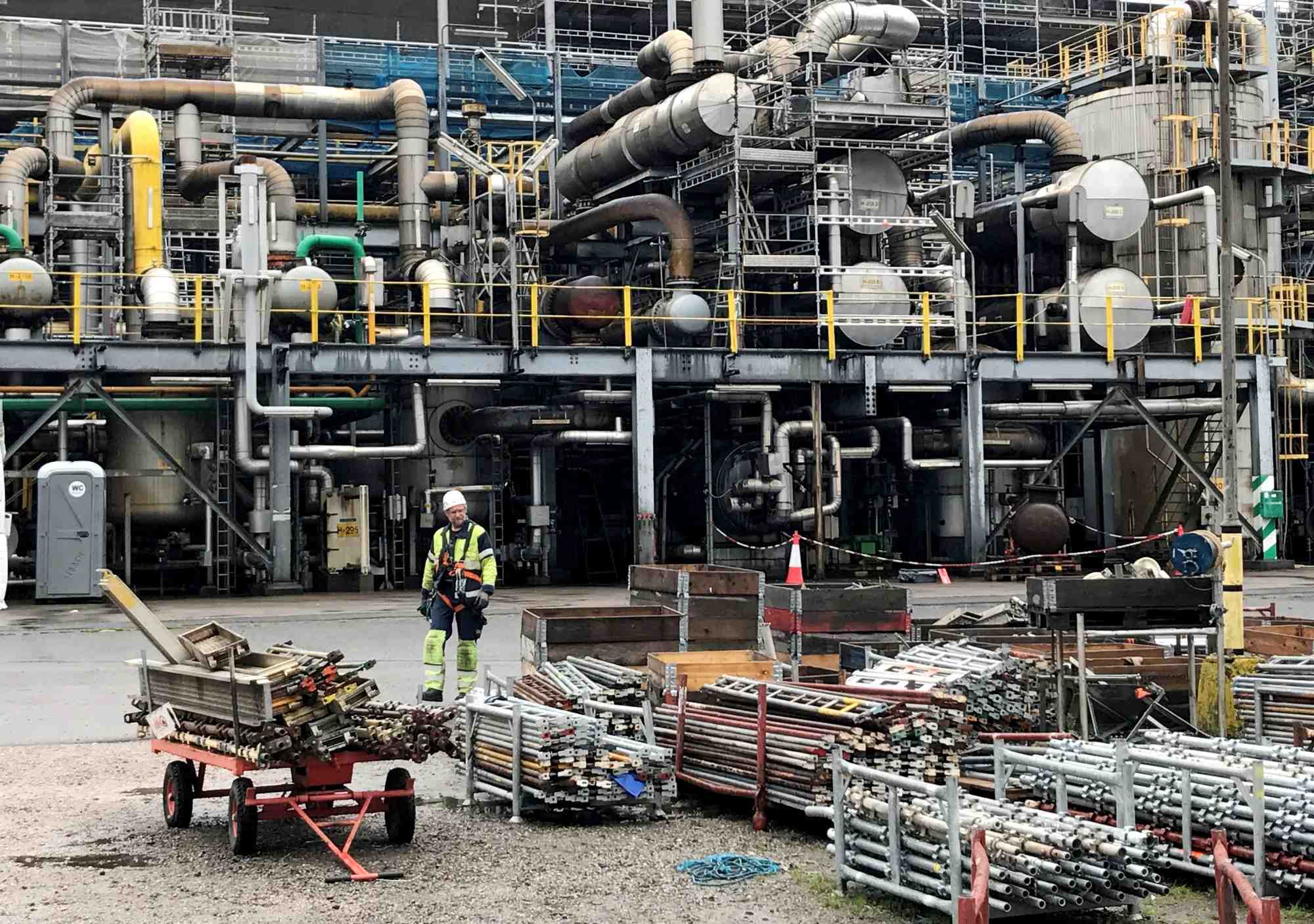 Photo d'archives d'un employe de l'usine d'ammoniac de yara a porsgrunn