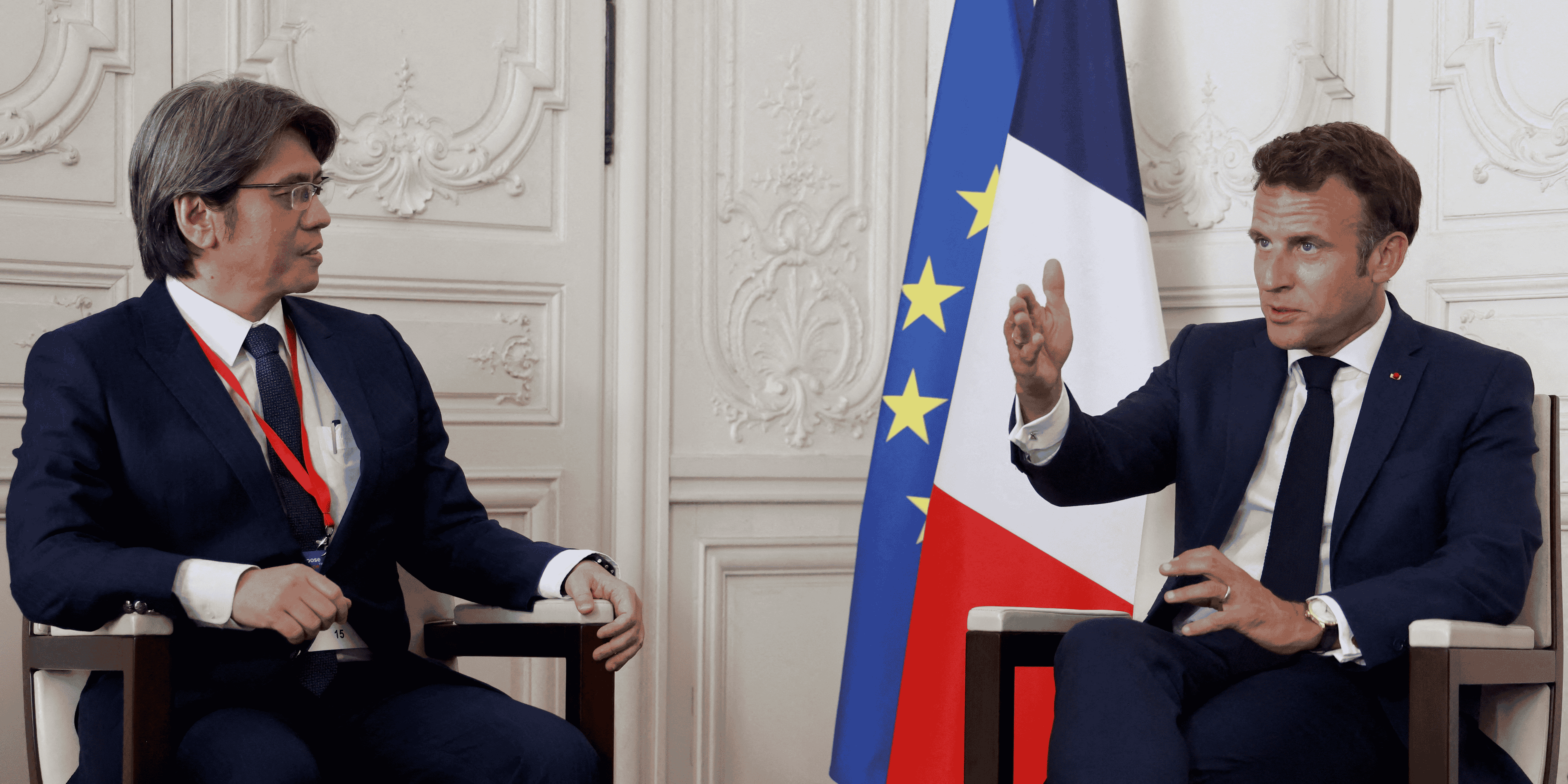 Emmanuel macron s'entretient avec le pdg de prologium, vincent yang