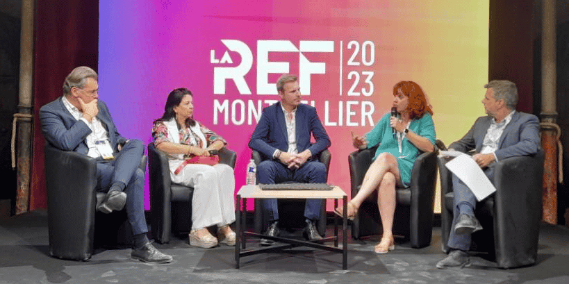 Lors de la REF du Medef Hérault Montpellier, le 7 septembre 2023 : Benoît Serre, Amal El Fallah Seghrouchni, Eric Gras et Marion Polge.