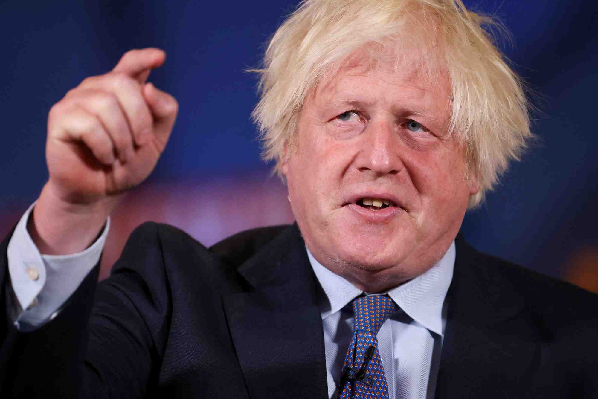 L'ancien premier ministre britannique boris johnson lors d'un evenement de la campagne electorale des conservateurs