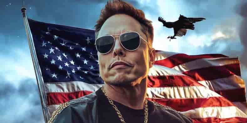 Un montage d'Elon Musk, en vedette sur le site du DOGE créé par la future administration Trump.