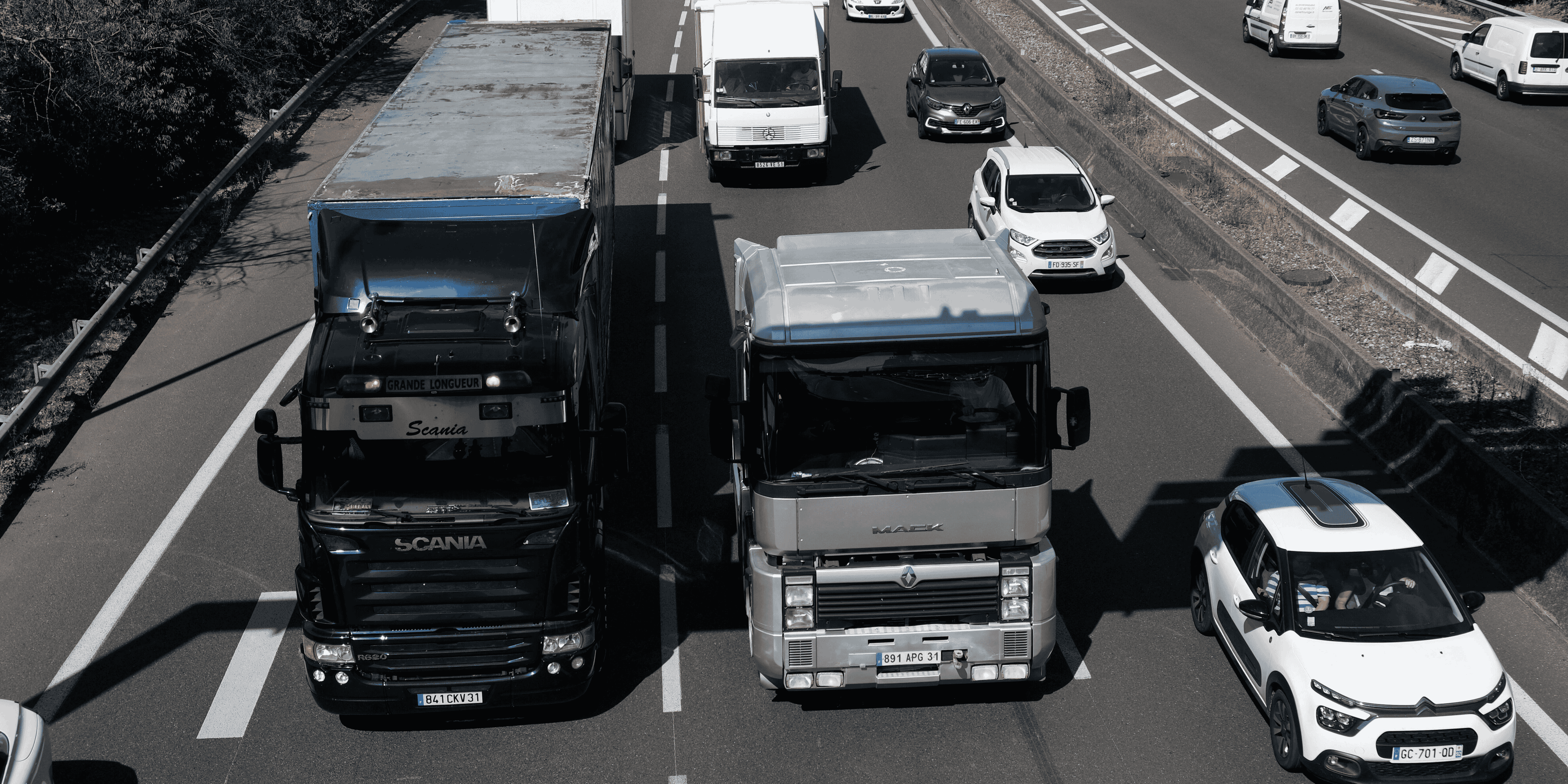 camions, émission, CO2, particules, diesel, routier, chauffeur, trafic,