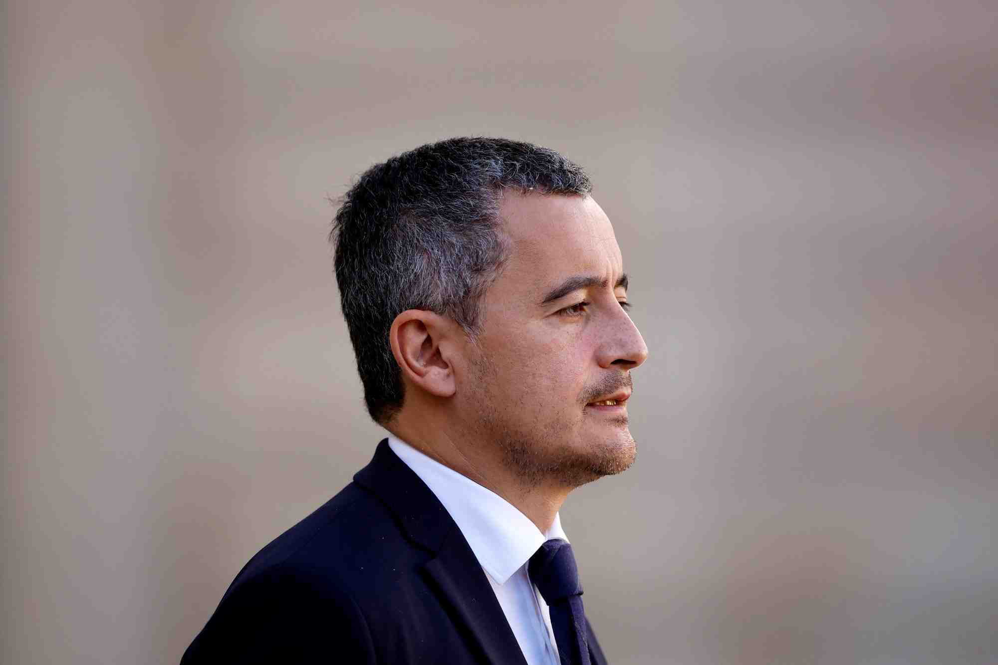 Le ministre francais de l'interieur, gerald darmanin, apres la reunion hebdomadaire du cabinet a l'elysee
