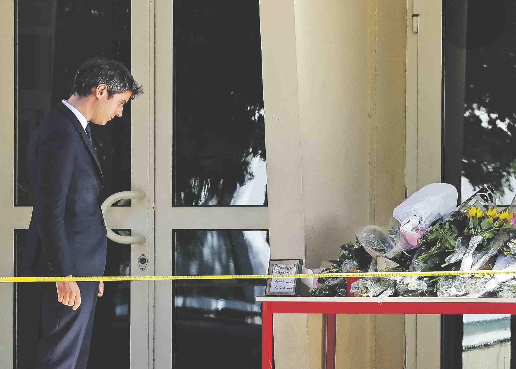 Le ministre de l’Éducation nationale et de la Jeunesse, Gabriel Attal, le 14 octobre au lycée Gambetta d’Arras (Pas-de-Calais).