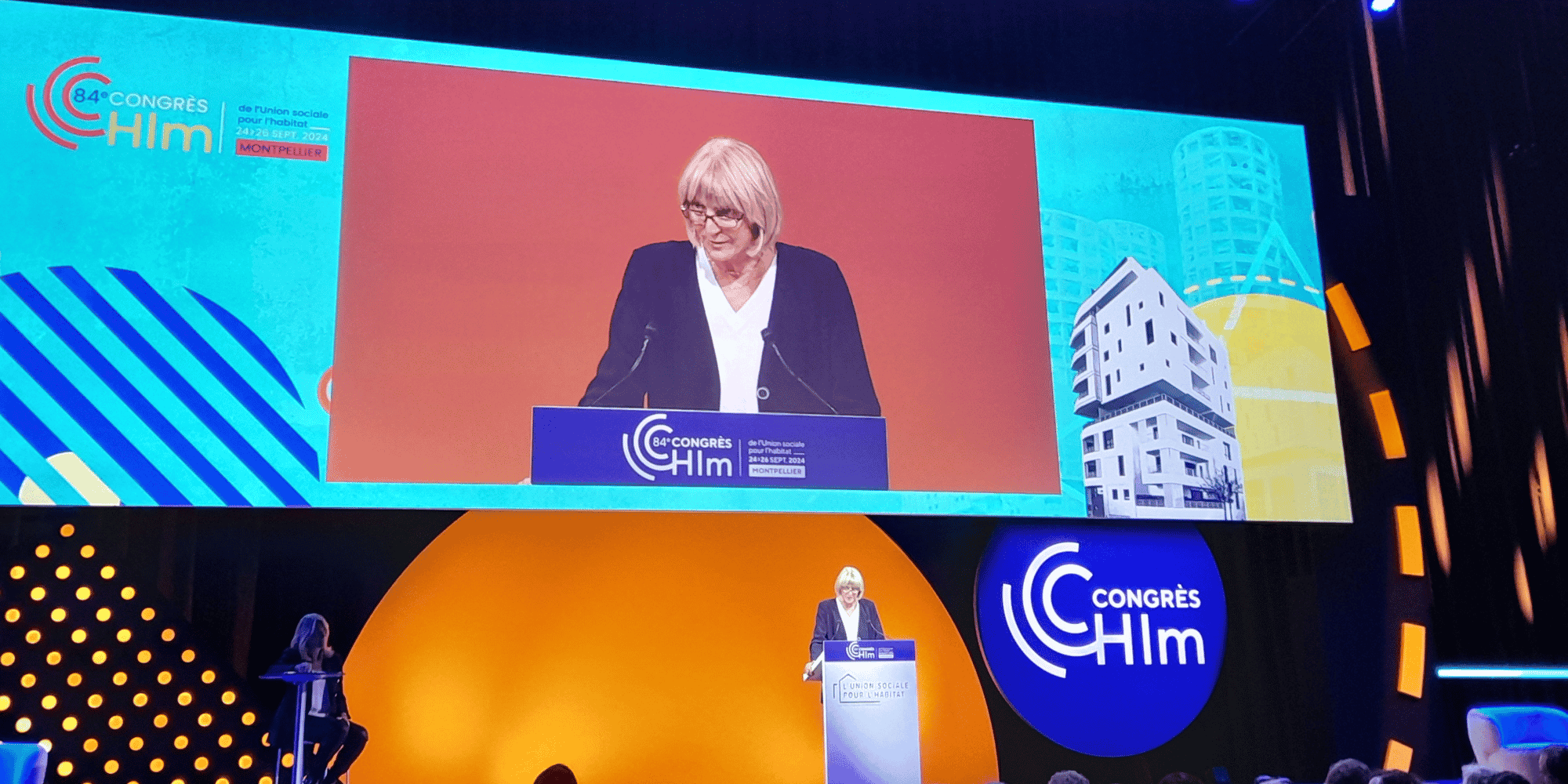 Valérie Létard, nouvelle ministre du Logement du gouvernement Barnier, en clôture du Congrès HLM à Montpellier, le 26 septembre 2024.