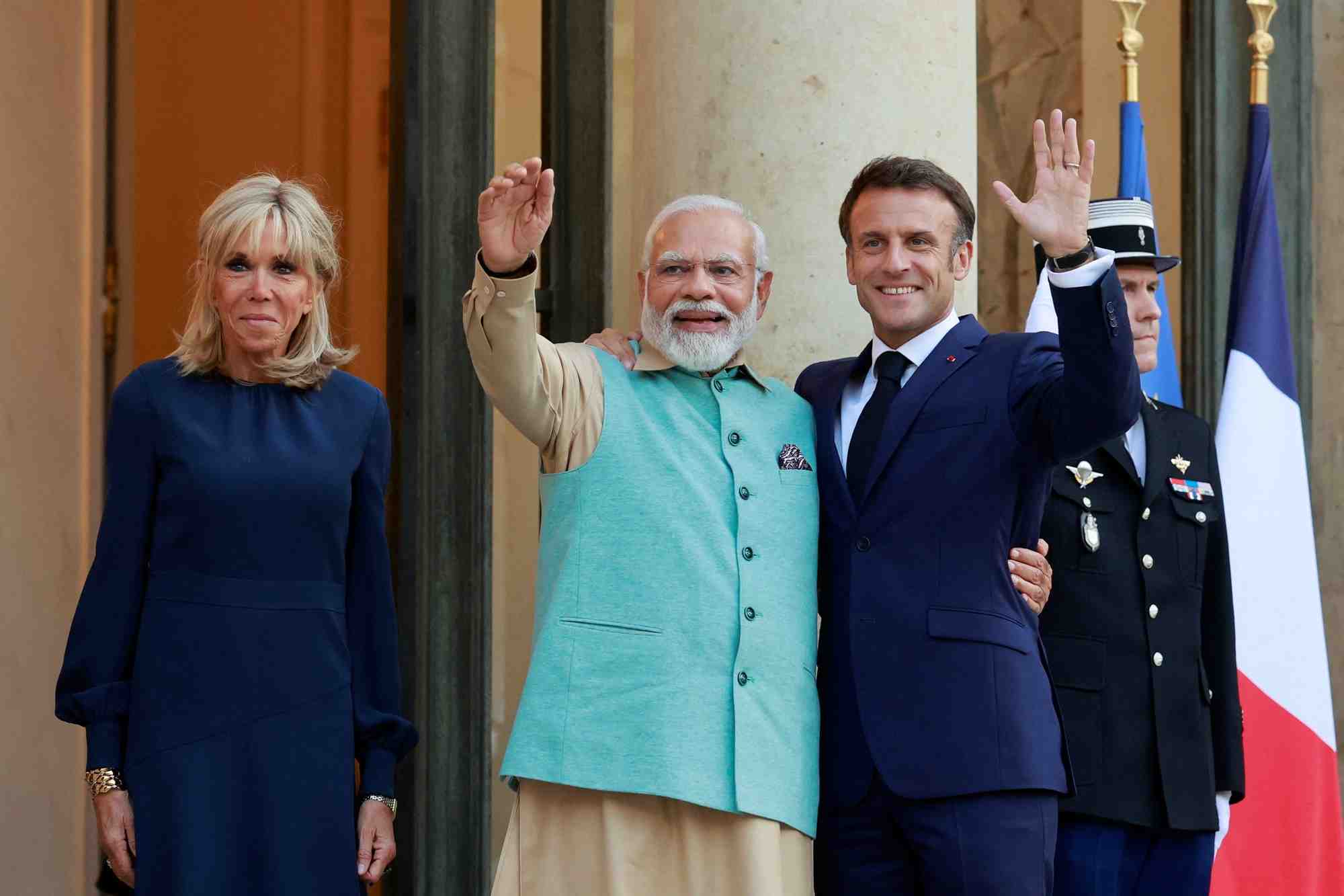 Narendra Modi avec Emmanuel Macron.