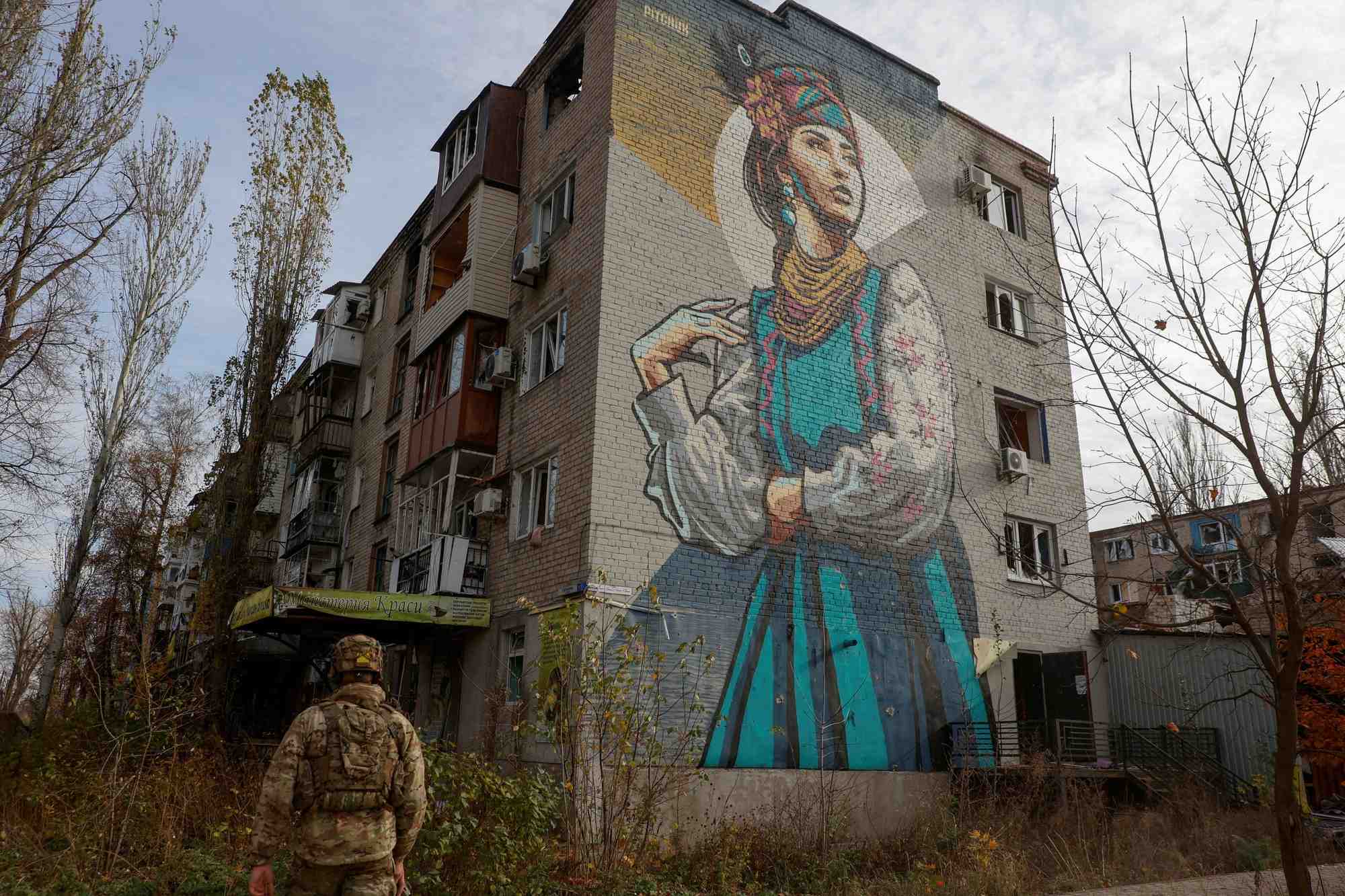 Dans la ville de front d'avdiivka